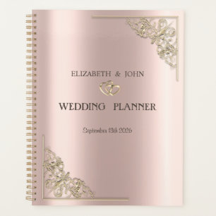 Elegante Goldherzen Roségold-Hochzeit Planer