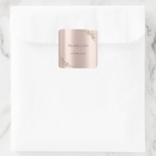 Elegante Goldherzen Roségold-Hochzeit  Quadratischer Aufkleber
