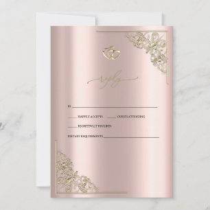 Elegante Goldherzen Roségold Hochzeit RSVP Einladung