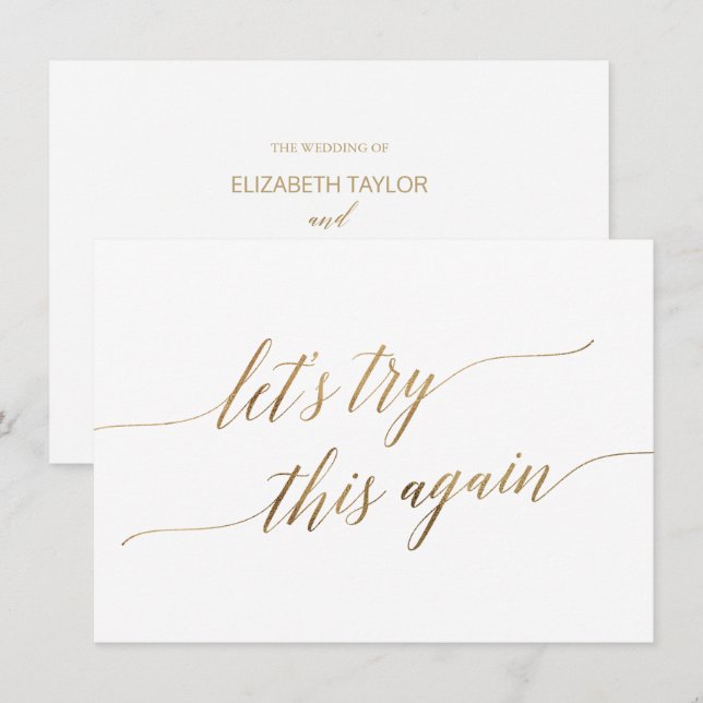 Elegante Goldkalligrafie verändern das Datum Einladung (Vorne/Hinten)