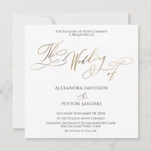Elegante Goldkalligraphie "Die Hochzeit von" Einladung