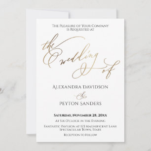 Elegante Goldkalligraphie "Die Hochzeit von" Einladung