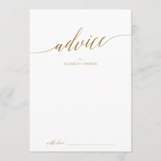 Elegante Goldkalligraphie-Hochzeit Hinweiskarte (Vorderseite)