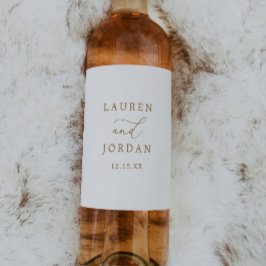 Elegante Goldkalligraphie-Hochzeit Weinetikett