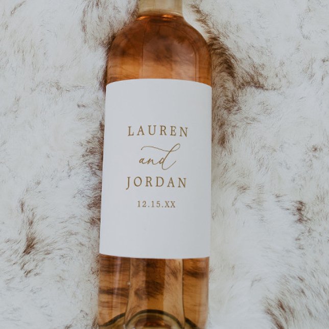 Elegante Goldkalligraphie-Hochzeit Weinetikett (Von Creator hochgeladen)