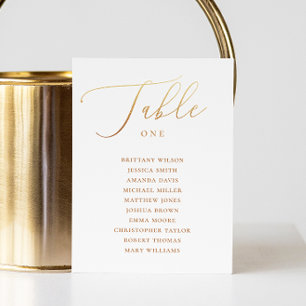 Elegante Goldkalligraphie Hochzeitsstichtabelle Einladung