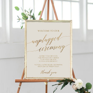 Elegante Goldkalligraphie Ivory Unplugged Zeremoni Poster