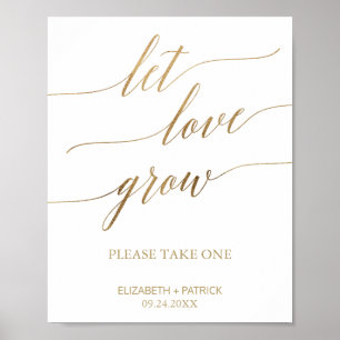 Elegante Goldkalligraphie Lasse Liebe wachsen Gefä Poster