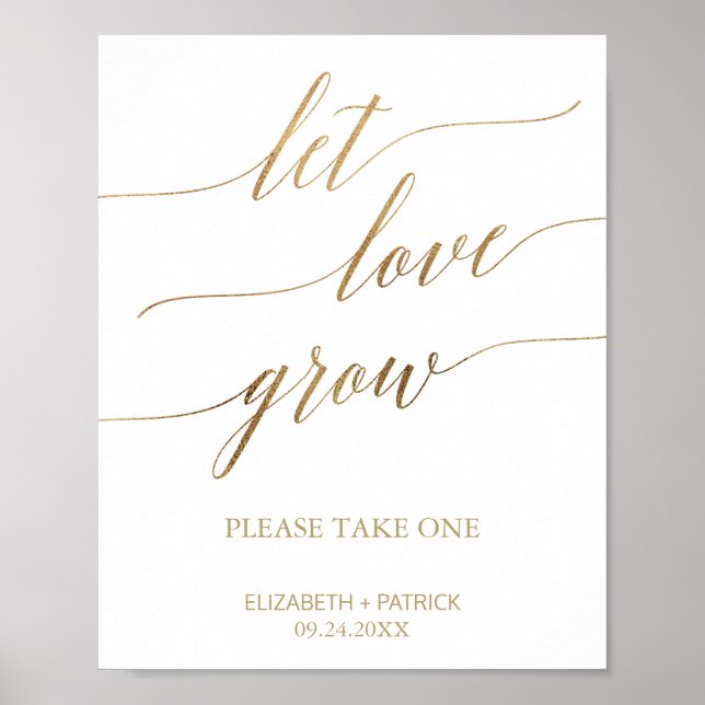 Elegante Goldkalligraphie Lasse Liebe wachsen Gefä Poster (Vorne)