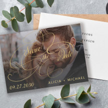 Elegante Goldkalligraphie-Script-Foto Hochzeit