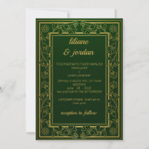 elegante Goldkalligraphie smaragdgrüne Hochzeit
