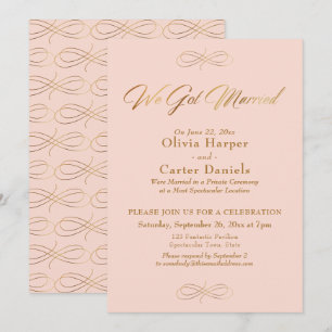 Elegante Goldkalligraphie Wir Got Verheiratetes Ro Einladung