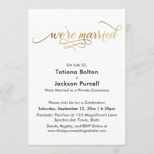 Elegante Goldkalligraphie Wir sind Verheirateter E Einladung