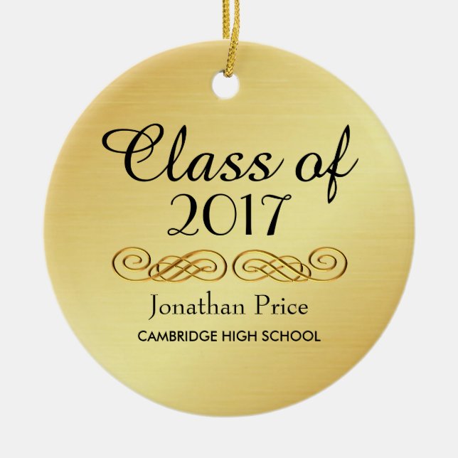 Elegante Goldklasse Abschluss Weihnachten Keramik Ornament (Vorne)