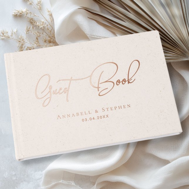 Elegante, goldkopferfarbene Hochzeit mit Silberfol Gästebuch (Elegant, Gold-Copper-Silver-Foil-Wedding Foil Guest Book)
