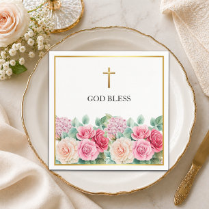 Elegante Goldkreuz-Rosen-Blumen Serviette