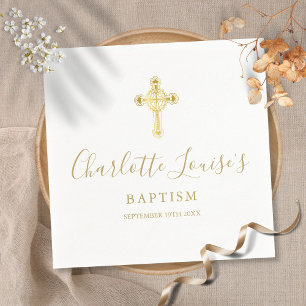 Elegante Goldkreuz-Signatur-Taufe Christening N Serviette