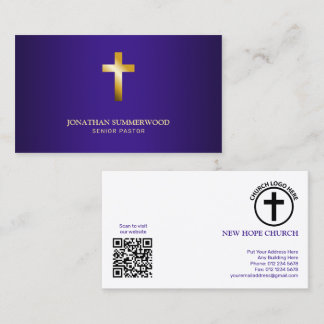 Elegante Goldkreuz-Violette Visitenkarte für Pasto