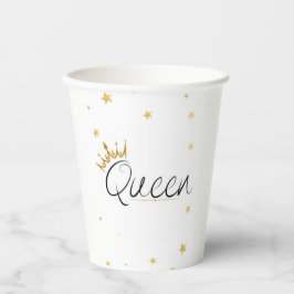 Elegante Goldkronen-Queen-Typografie-Wasserflasche Pappbecher