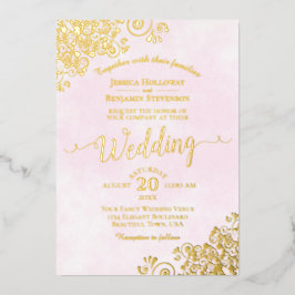 Elegante Goldlace auf Extravaganter Hochzeit in he Folieneinladung