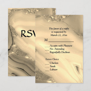 Elegante Goldmarmor-Achat-RSVP mit Menüauswahl RSVP Karte