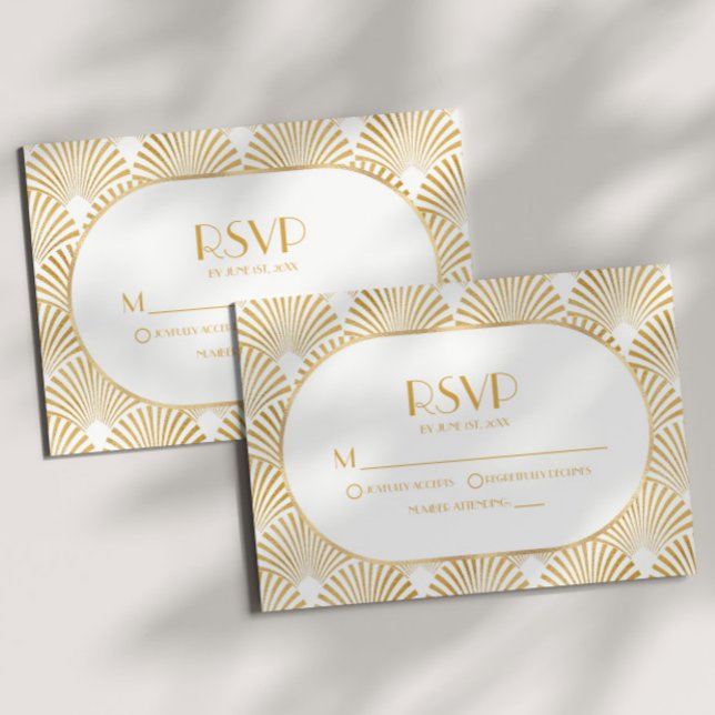 Elegante Goldmedaille Art Deco RSVP Karte (Von Creator hochgeladen)