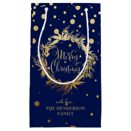 Elegante Goldmedaille Blauer Frohe Weihnachtsfeier Kleine Geschenktüte