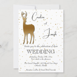 Elegante Goldmedaille Deer & Gold Confetti Hochzei Einladung