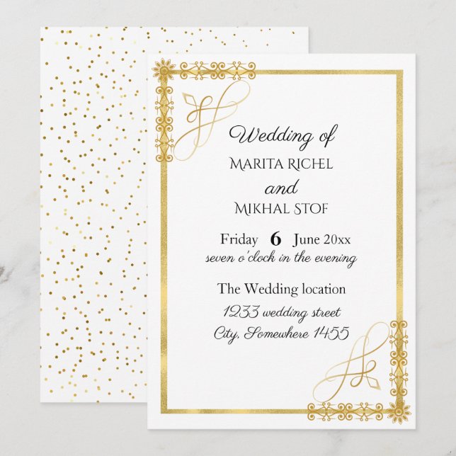 Elegante Goldmedaille Hochzeit Einladung (Vorne/Hinten)