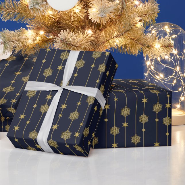 Elegante Goldmedaille Snowflakes/Müslis Geschenkpapier (Feiertage)