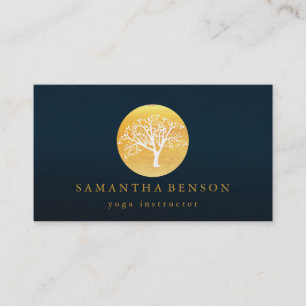 Elegante Goldmedaille Tree Yoga und Meditation Visitenkarte