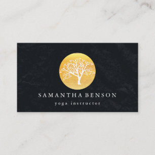 Elegante Goldmedaille Tree Yoga und Meditation Visitenkarte