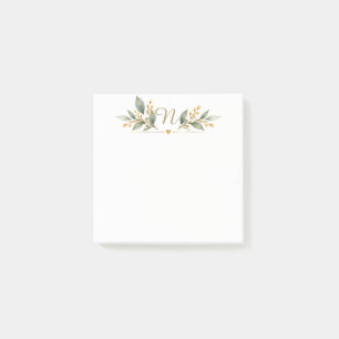 Elegante Goldmonogramm Botanische Korrespondenzart Post-it Klebezettel
