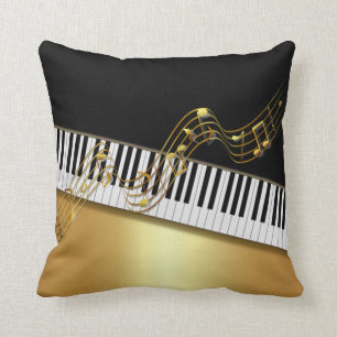 Elegante Goldnoten,Klaviertaste,Schwarz Kissen