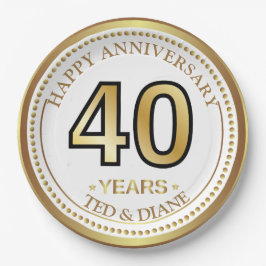 Elegante Goldpapierplatte mit bearbeitbarem Text Pappteller