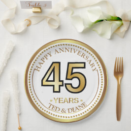 Elegante Goldpapierplatte mit bearbeitbarem Text Pappteller