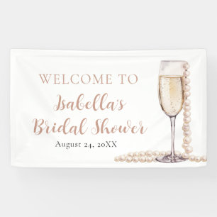 Elegante Goldperlen und Prosecco-Brautjungfernpart Banner