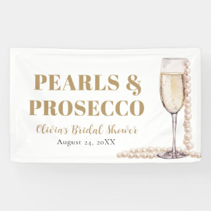 Elegante Goldperlen und Prosecco-Brautjungfernpart Banner
