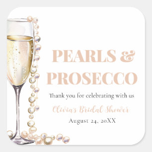 Elegante Goldperlen und Prosecco-Brautjungfernpart Quadratischer Aufkleber