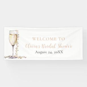 Elegante Goldperlen und Prosecco-Brautjunggesellin Banner