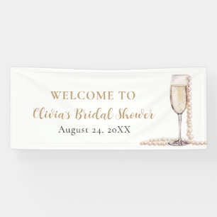 Elegante Goldperlen und Prosecco-Brautjunggesellin Banner