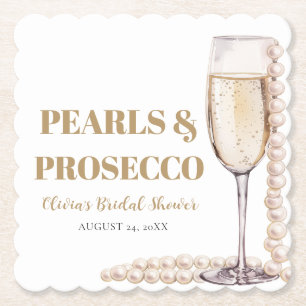 Elegante Goldperlen und Prosecco-Brautparty Untersetzer