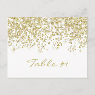 Elegante Goldpolka-dots Konfetti-Tischnummer Postkarte