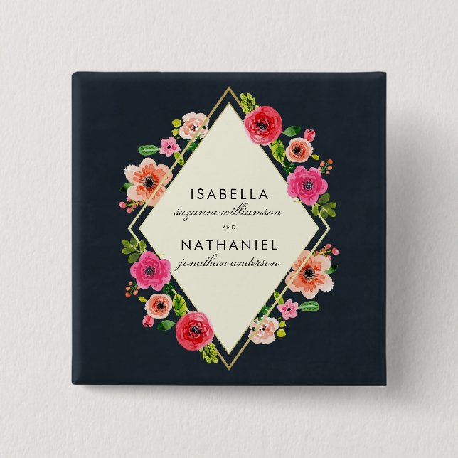 Elegante Goldrahmen-Hochzeit der Button (Vorderseite)