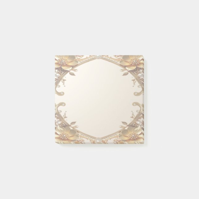 Elegante Goldrahmen-Post-it-Notes Post-it Klebezettel (Vorderseite)