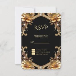 Elegante Goldrahmen-RSVP-Karte RSVP Karte