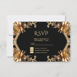 Elegante Goldrahmen-RSVP-Karte RSVP Karte