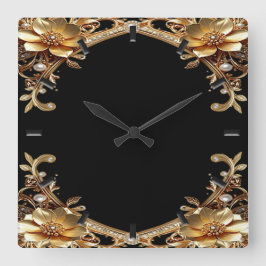 Elegante Goldrahmen-Wanduhr Quadratische Wanduhr