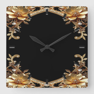 Elegante Goldrahmen-Wanduhr Quadratische Wanduhr