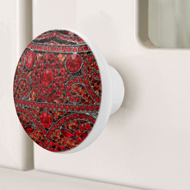elegante Goldrubinrot-Bordeaux Keramikknauf (elegant sophisticated gold ruby red burgundy ceramic knob)